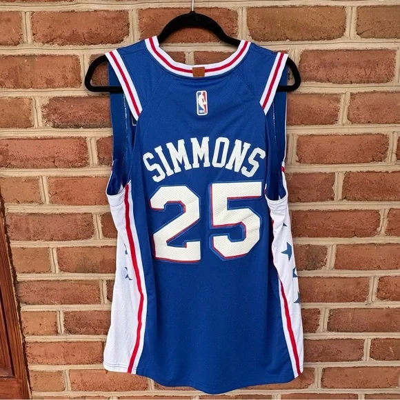 Red white and blue Philadelphia 76ers NBA Jersey. Ben Simmons. Nike - Picture 10 of 11